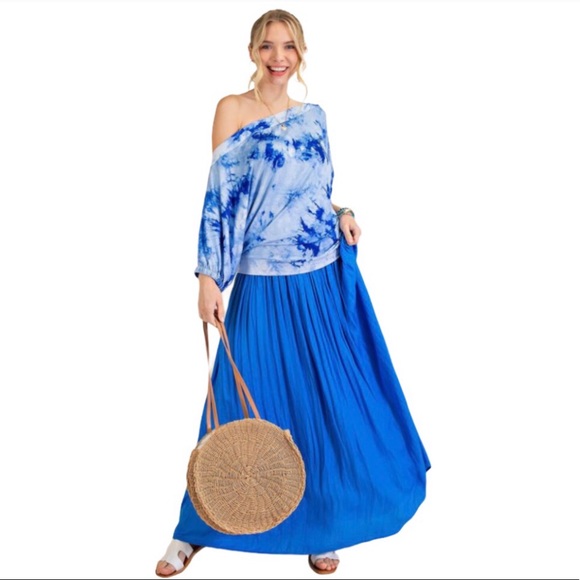 Bold bright blue boho maxi skirt - Picture 9 of 11